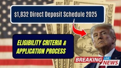 $1,832 Direct Deposit Schedule 2025; Eligibility Criteria & Application Process