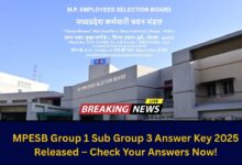 MPESB Group 1 Sub Group 3 Answer Key 2025 Released – Check Your Answers Now!